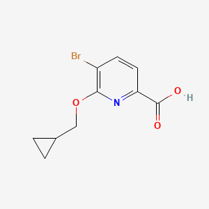 molecular formula C10H10BrNO3 B1401297 5-溴-6-环丙基甲氧基吡啶-2-羧酸 CAS No. 1415898-37-1