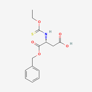 molecular formula C14H17NO5S B14013208 (3R)-4-(Benzyloxy)-3-[(ethoxymethanethioyl)amino]-4-oxobutanoic acid 