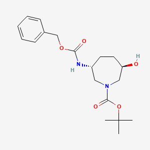 molecular formula C19H28N2O5 B14013216 tert-butyl (3R,6R)-3-{[(benzyloxy)carbonyl]amino}-6-hydroxyazepane-1-carboxylate 
