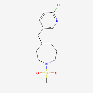 molecular formula C13H19ClN2O2S B1401322 4-((6-Chloropyridin-3-yl)methyl)-1-(methylsulfonyl)azepane CAS No. 1316225-09-8