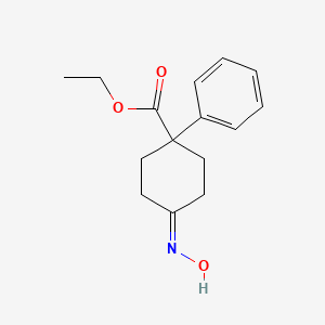 molecular formula C15H19NO3 B14013259 Ethyl 4-hydroxyimino-1-phenyl-cyclohexane-1-carboxylate CAS No. 7475-62-9