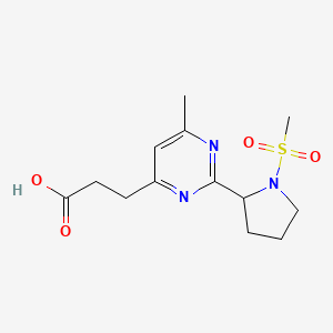 molecular formula C13H19N3O4S B1401343 3-(6-Methyl-2-(1-(methylsulfonyl)pyrrolidin-2-yl)pyrimidin-4-yl)propanoic acid CAS No. 1316220-90-2