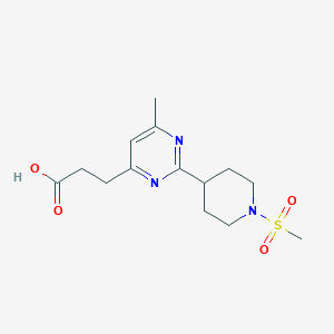 molecular formula C14H21N3O4S B1401349 3-(6-Methyl-2-(1-(methylsulfonyl)piperidin-4-yl)pyrimidin-4-yl)propanoic acid CAS No. 1316221-27-8