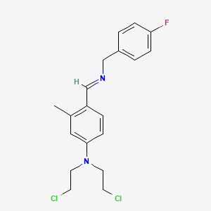 molecular formula C19H21Cl2FN2 B14013521 N,N-bis(2-chloroethyl)-4-[(4-fluorophenyl)methyliminomethyl]-3-methylaniline CAS No. 2586-27-8
