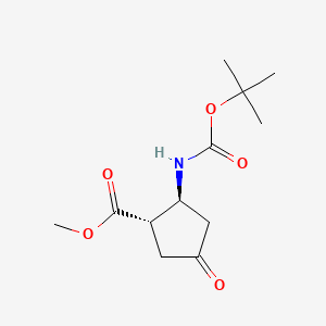 molecular formula C12H19NO5 B14013627 Methyl trans-2-(tert-butoxycarbonylamino)-4-oxo-cyclopentanecarboxylate 