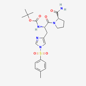 molecular formula C23H31N5O6S B1401389 tert-Butyl ((S)-1-((S)-2-carbamoylpyrrolidin-1-yl)-1-oxo-3-(1-tosyl-1H-imidazol-4-yl)propan-2-yl)carbamate CAS No. 35899-49-1