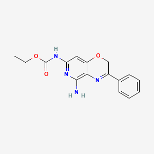 molecular formula C16H16N4O3 B14013951 Carbamic acid, (5-amino-3-phenyl-2H-pyrido(4,3-b)-1,4-oxazin-7-yl)-, ethyl ester CAS No. 87607-29-2