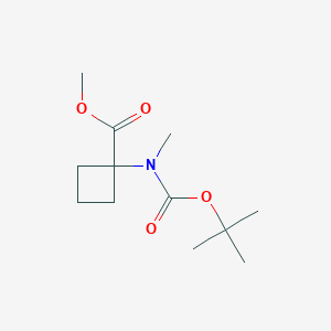 molecular formula C12H21NO4 B14013974 Methyl 1-[methyl-[(2-methylpropan-2-yl)oxycarbonyl]amino]cyclobutane-1-carboxylate 