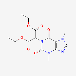 molecular formula C14H18N4O6 B14014013 Diethyl 2-(3,7-dimethyl-2,6-dioxopurin-1-yl)propanedioate CAS No. 62787-59-1