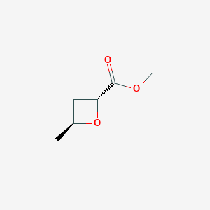 molecular formula C6H10O3 B14014154 methyl (2R,4S)-4-methyloxetane-2-carboxylate 