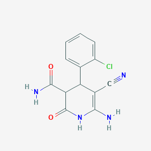 molecular formula C13H11ClN4O2 B14014163 6-amino-4-(2-chlorophenyl)-5-cyano-2-oxo-3,4-dihydro-1H-pyridine-3-carboxamide CAS No. 70987-92-7