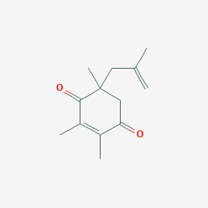 molecular formula C13H18O2 B14014247 2,3,5-Trimethyl-5-(2-methylprop-2-enyl)cyclohex-2-ene-1,4-dione CAS No. 60404-96-8