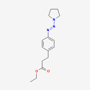 molecular formula C15H21N3O2 B14014358 Ethyl 3-{4-[(E)-(pyrrolidin-1-yl)diazenyl]phenyl}propanoate CAS No. 34153-42-9