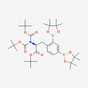 molecular formula C35H57B2NO10 B14014381 Tert-butyl (S)-3-(2,4-bis(4,4,5,5-tetramethyl-1,3,2-dioxaborolan-2-YL)phenyl)-2-(N-bis(tert-butoxycarbonyl)propanoate 