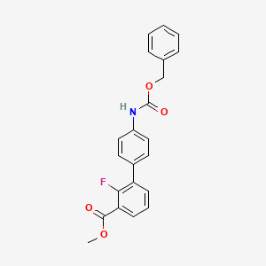 molecular formula C22H18FNO4 B1401448 甲基 4'-(((苄氧羰基)氨基)-2-氟-[1,1'-联苯]-3-羧酸酯 CAS No. 1381944-37-1