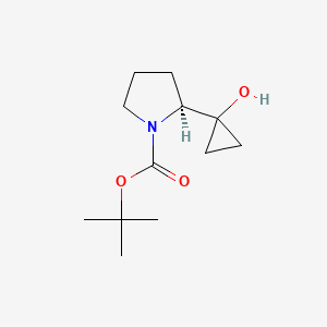 molecular formula C12H21NO3 B14014482 Tert-butyl (2S)-2-(1-hydroxycyclopropyl)pyrrolidine-1-carboxylate 