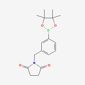 molecular formula C17H22BNO4 B1401460 1-[3-(4,4,5,5-Tetramethyl-[1,3,2]dioxaborolan-2-yl)-benzyl]-pyrrolidine-2,5-dione CAS No. 2096997-21-4