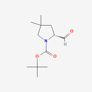 molecular formula C12H21NO3 B14014721 Tert-butyl (2R)-2-formyl-4,4-dimethylpyrrolidine-1-carboxylate 