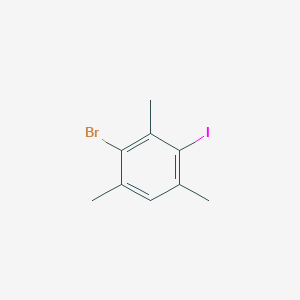 molecular formula C9H10BrI B14014723 2-Bromo-4-iodo-1,3,5-trimethylbenzene 