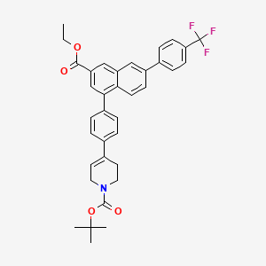 molecular formula C36H34F3NO4 B14014830 Tert-butyl 4-(4-(3-(ethoxycarbonyl)-6-(4-(trifluoromethyl)phenyl)naphthalen-1-YL)phenyl)-3,6-dihydropyridine-1(2H)-carboxylate 