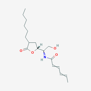 molecular formula C18H29NO4 B1401497 N-[(1S)-1-[(2R)-4-hexyl-5-oxooxolan-2-yl]-2-hydroxyethyl]hexa-2,4-dienamide CAS No. 881177-99-7