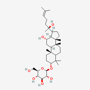 molecular formula C36H62O8 B1401499 (2R,3R,4S,5S,6R)-2-[[(3R,8R,10R,12S,13S,14S,17S)-12-hydroxy-17-[(2S)-2-hydroxy-6-methylhept-5-en-2-yl]-4,4,8,10,14-pentamethyl-2,3,5,6,7,9,11,12,13,15,16,17-dodecahydro-1H-cyclopenta[a]phenanthren-3-yl]oxy]-6-(hydroxymethyl)oxane-3,4,5-triol CAS No. 67400-17-3