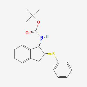 molecular formula C20H23NO2S B14015371 tert-Butyl ((1S,2S)-2-(phenylthio)-2,3-dihydro-1H-inden-1-yl)carbamate 