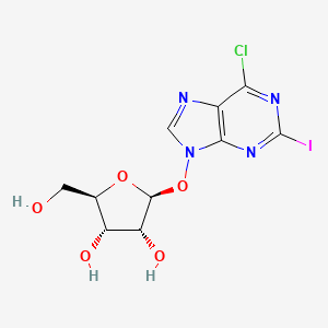 molecular formula C10H10ClIN4O5 B1401546 (2S,3R,4S,5R)-2-((6-Chloro-2-iodo-9H-purin-9-yl)oxy)-5-(hydroxymethyl)tetrahydrofuran-3,4-diol CAS No. 313477-85-9