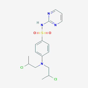 molecular formula C16H20Cl2N4O2S B14015637 Benzenesulfonamide, 4-[bis(2-chloropropyl)amino]-N-2-pyrimidinyl- CAS No. 20977-42-8