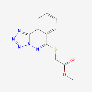molecular formula C11H9N5O2S B14015666 Acetic acid, (tetrazolo[5,1-a]phthalazin-6-ylthio)-, ethyl ester CAS No. 62645-34-5