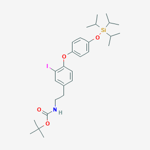 molecular formula C28H42INO4Si B140157 tert-butyl N-[2-[3-iodo-4-[4-tri(propan-2-yl)silyloxyphenoxy]phenyl]ethyl]carbamate CAS No. 788824-53-3