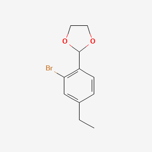 molecular formula C11H13BrO2 B14015800 2-(2-Bromo-4-ethylphenyl)-1,3-dioxolane 