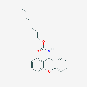 molecular formula C22H27NO3 B14015936 heptyl N-(4-methyl-9H-xanthen-9-yl)carbamate CAS No. 7473-59-8