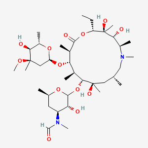 molecular formula C38H70N2O13 B14015990 N-[(3R,4S,6R)-2-[[(2R,3S,4R,5R,8R,10R,11R,12S,13S,14R)-2-ethyl-3,4,10-trihydroxy-13-[(2R,4R,5S,6S)-5-hydroxy-4-methoxy-4,6-dimethyloxan-2-yl]oxy-3,5,6,8,10,12,14-heptamethyl-15-oxo-1-oxa-6-azacyclopentadec-11-yl]oxy]-3-hydroxy-6-methyloxan-4-yl]-N-methylformamide 