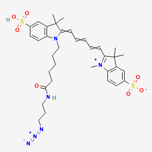 molecular formula C35H44N6O7S2 B14016024 2-[5-[1-[6-(3-Azidopropylamino)-6-oxohexyl]-3,3-dimethyl-5-sulfoindol-2-ylidene]penta-1,3-dienyl]-1,3,3-trimethylindol-1-ium-5-sulfonate 