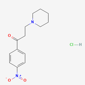 molecular formula C14H19ClN2O3 B14016087 Propiophenone, 4'-nitro-3-piperidino-, hydrochloride CAS No. 893-53-8