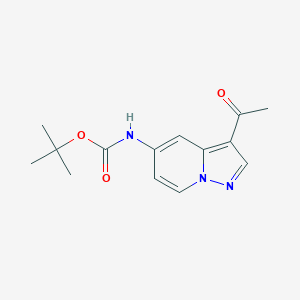 molecular formula C14H17N3O3 B14016092 Tert-butyl 3-acetylpyrazolo[1,5-a]pyridin-5-ylcarbamate 