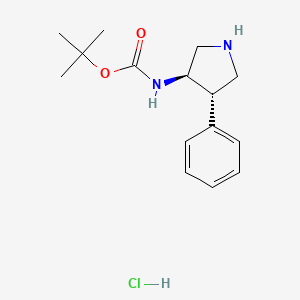 molecular formula C15H23ClN2O2 B14016127 Tert-butyl ((3R,4S)-4-phenylpyrrolidin-3-YL)carbamate hydrochloride 