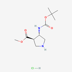 molecular formula C11H21ClN2O4 B14016131 Methyl trans-4-(tert-butoxycarbonylamino)pyrrolidine-3-carboxylate hydrochloride 