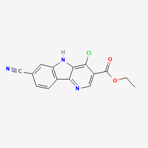molecular formula C15H10ClN3O2 B14016189 Ethyl 4-chloro-7-cyano-5H-pyrido[3,2-b]indole-3-carboxylate 