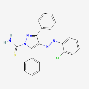 molecular formula C22H16ClN5S B14016331 4-[(E)-(2-chlorophenyl)diazenyl]-3,5-diphenyl-1H-pyrazole-1-carbothioamide CAS No. 58285-66-8