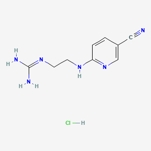 molecular formula C9H13ClN6 B14016450 1-(2-((5-Cyanopyridin-2-yl)amino)ethyl)guanidine hydrochloride 