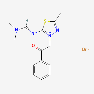 molecular formula C14H17BrN4OS B14016465 2-([(Dimethylamino)methylidene]amino)-5-methyl-3-(2-oxo-2-phenylethyl)-1,3,4-thiadiazol-3-ium bromide 
