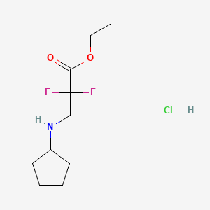 molecular formula C10H18ClF2NO2 B14016614 Ethyl 3-(cyclopentylamino)-2,2-difluoropropanoate hydrochloride 