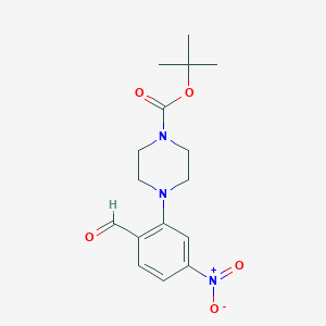 molecular formula C16H21N3O5 B1401668 tert-Butyl 4-(2-formyl-5-nitrophenyl)-piperazine-1-carboxylate CAS No. 1707365-22-7