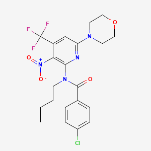 molecular formula C21H22ClF3N4O4 B1401672 N-Butyl-4-chloro-N-(6-morpholin-4-yl-3-nitro-4-trifluoromethyl-pyridin-2-yl)-benzamide CAS No. 1311279-92-1