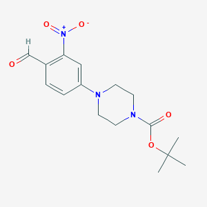 molecular formula C16H21N3O5 B1401678 tert-Butyl 4-(4-formyl-3-nitrophenyl)-piperazine-1-carboxylate CAS No. 904896-12-4