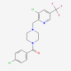 molecular formula C18H16Cl2F3N3O B1401691 (4-Chloro-phenyl)-[4-(3-chloro-5-trifluoromethyl-pyridin-2-ylmethyl)-piperazin-1-yl]-methanone CAS No. 1311278-56-4