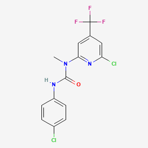 molecular formula C14H10Cl2F3N3O B1401693 3-(4-氯苯基)-1-(6-氯-4-(三氟甲基)吡啶-2-基)-1-甲基脲 CAS No. 1311278-59-7