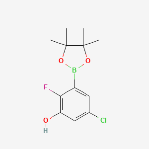 molecular formula C12H15BClFO3 B14016946 5-Chloro-2-fluoro-3-(4,4,5,5-tetramethyl-1,3,2-dioxaborolan-2-yl)phenol 